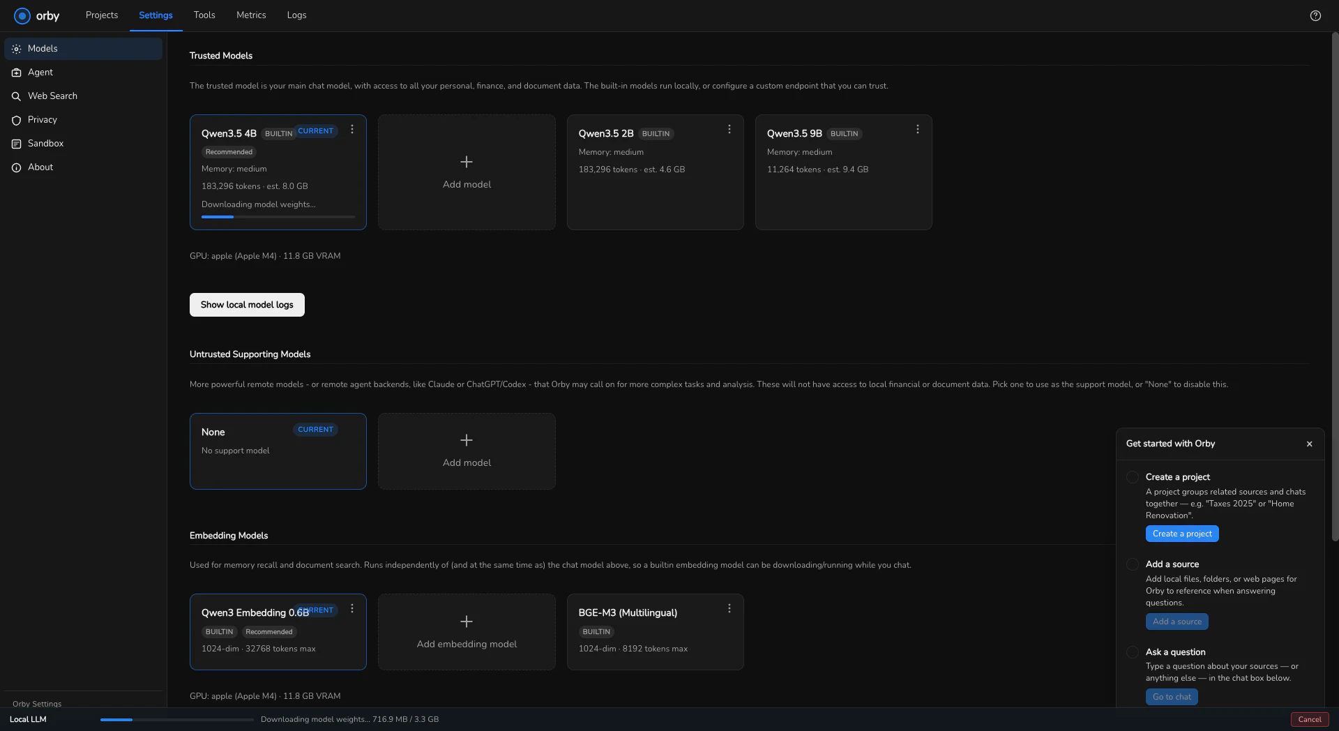 Downloading model weights, with the progress bar.